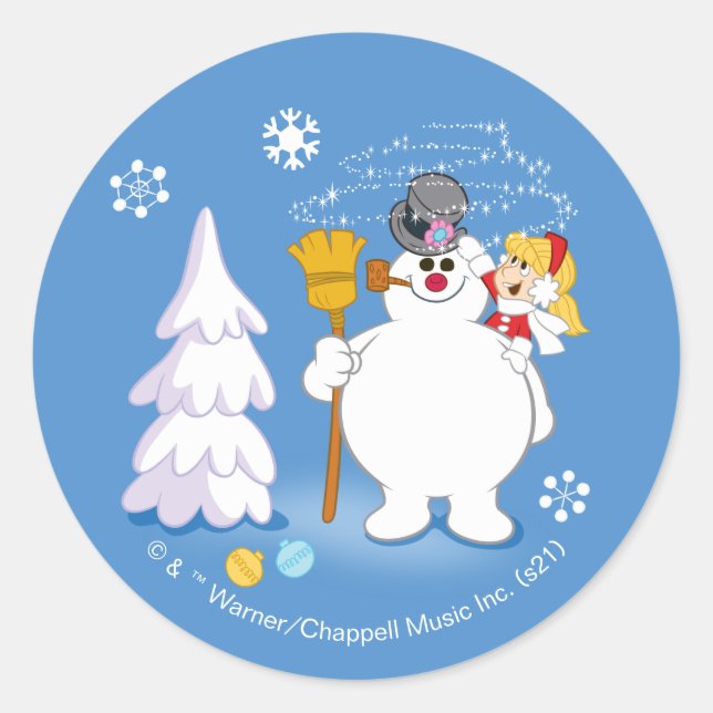 Frosty the Snowman™ | Frosty & Karen Winter Fun Classic Round Sticker (Front)