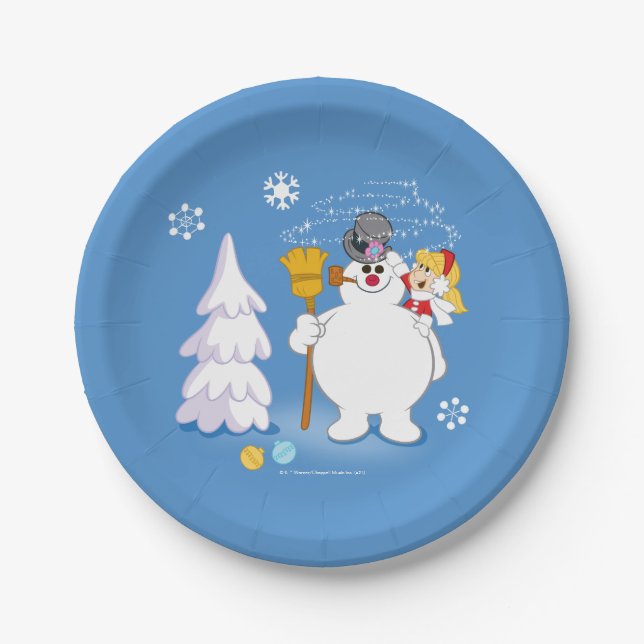 Frosty the Snowman™ | Frosty & Karen Winter Fun Paper Plate (Front)