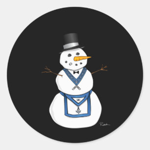 Frosty The Snowman Funny Masonic Holiday Christmas Classic Round Sticker