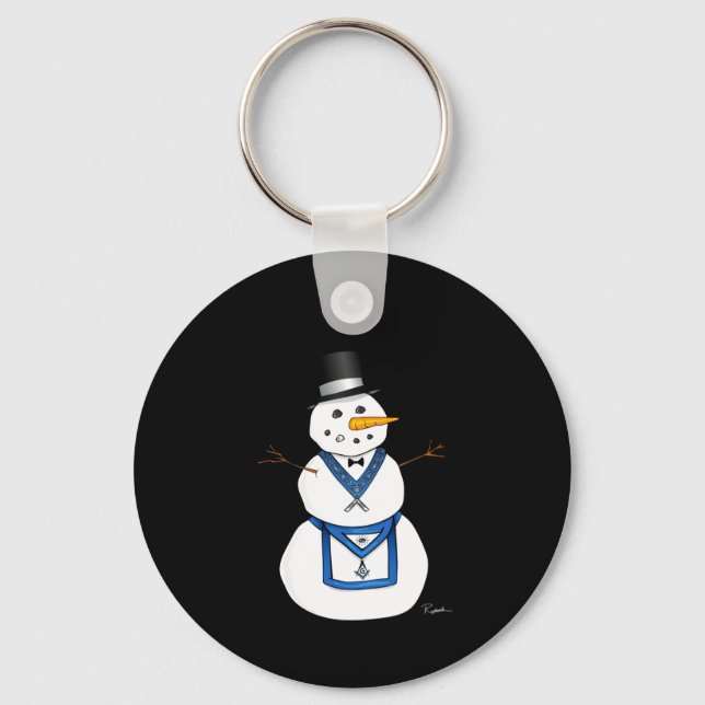 Frosty The Snowman Funny Masonic Holiday Christmas Key Ring (Front)