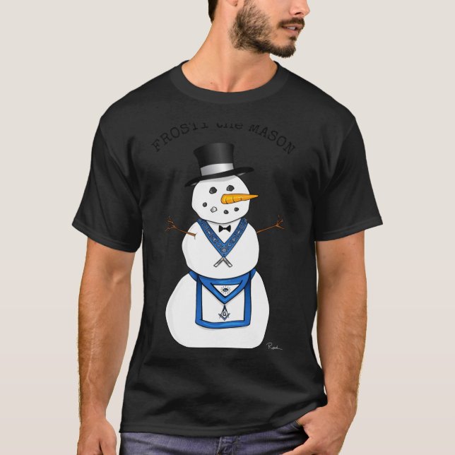 Frosty The Snowman Funny Masonic Holiday Christmas T-Shirt (Front)