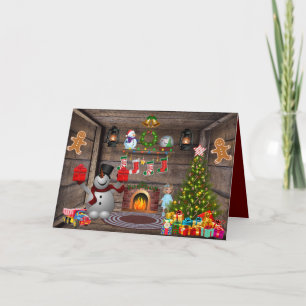 Frosty The Snowman Gingerbread Man Christmas Tree  Card