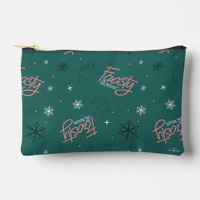 Frosty the Snowman Green Snowflake Pattern Accessory Pouch (Front)