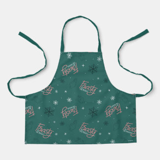 Frosty the Snowman Green Snowflake Pattern Apron