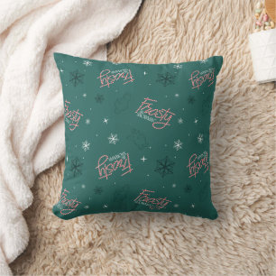 Frosty the Snowman Green Snowflake Pattern Cushion