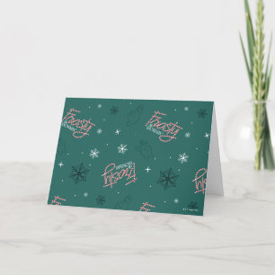Frosty the Snowman Green Snowflake Pattern Holiday Card