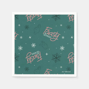 Frosty the Snowman Green Snowflake Pattern Napkin