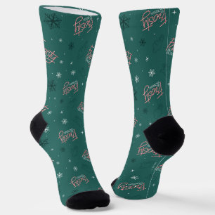 Frosty the Snowman Green Snowflake Pattern Socks