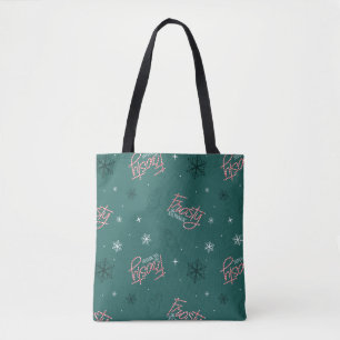 Frosty the Snowman Green Snowflake Pattern Tote Bag