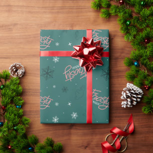 Frosty the Snowman Green Snowflake Pattern Wrapping Paper