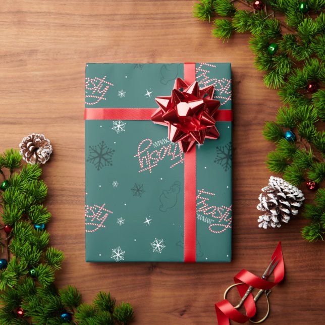 Frosty the Snowman Green Snowflake Pattern Wrapping Paper (Holiday Gift)