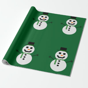 Frosty the Snowman Green Wrapping Paper