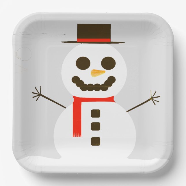 Frosty The Snowman Grey Paper Plate (Front)