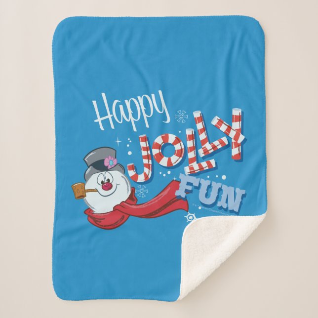 Frosty the Snowman™ | Happy Jolly Fun Sherpa Blanket (Front)