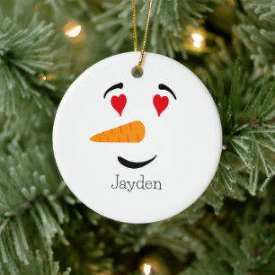 Frosty the Snowman In Love Ceramic Tree Decoration