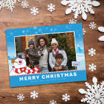 Frosty The Snowman | Merry Christmas Family Photo  Holiday Postcard<br><div class="desc">Celebrate the Holiday's with Frosty the Snowman! Customise this Frosty the Snowman Holiday Postcard with your favourite family photo and custom text!</div>