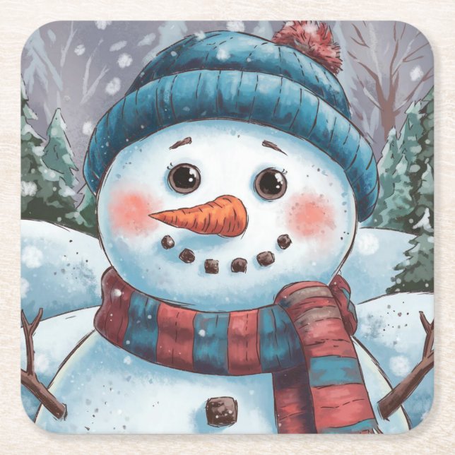 Frosty the Snowman Paper Coaster (Front)