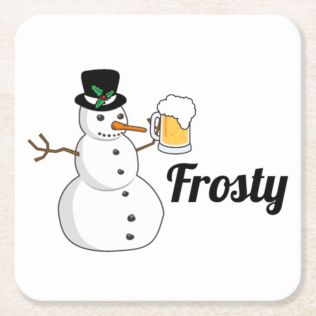 Frosty The Snowman Square Paper Coaster (Front)