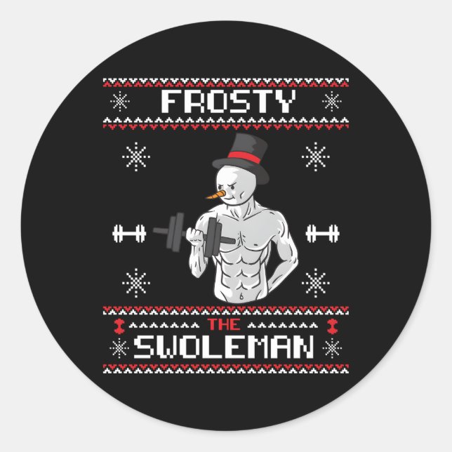 Frosty The Swole Ugly Snow Gym Classic Round Sticker (Front)