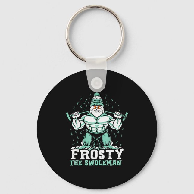 Frosty The Swoleman Funny Buff Swole Snowman Gym M Key Ring (Front)