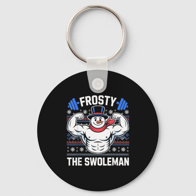 Frosty The Swoleman Funny Ugly Christmas Sweater G Key Ring (Front)