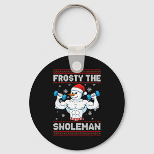 Frosty The Swoleman Ugly Christmas Sweater Funny S Key Ring