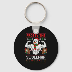 Frosty The Swoleman Ugly Christmas Sweater Funny X Key Ring