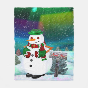 Frosty Town Christmas DECOR THROW Fleece Blanket