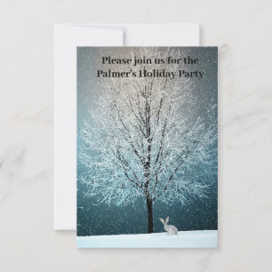 Frosty tree in the evening invitation