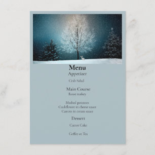 Frosty tree in the evening menu