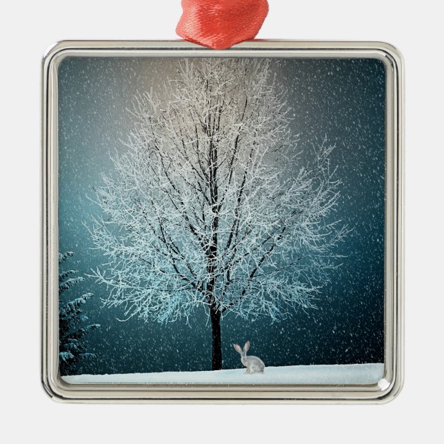 Frosty tree in the evening snowflake pewter christ metal tree decoration (Front)