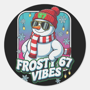 Frosty Vibes 67 Snowman Christmas Classic Round Sticker