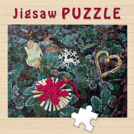Frosty Winter Bush Christmas Deco aesthetic Photo Jigsaw Puzzle