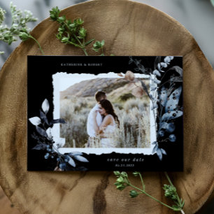 Frosty Winter Floral Save The Date Postcard