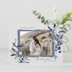 Frosty Winter Floral Thank You Wedding Card