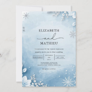 Frosty Winter Floral Wedding Invitation