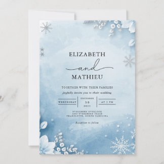 Frosty Winter Floral Wedding Invitation