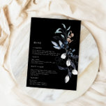 Frosty Winter Floral Wedding Menu Card<br><div class="desc">Our ''Frosty Winter Floral Wedding'' collection features steel blue watercolor florals paired with personalised monograms and elegant typography on various background colours for you to choose from. Check out our store for more items from this collection.</div>
