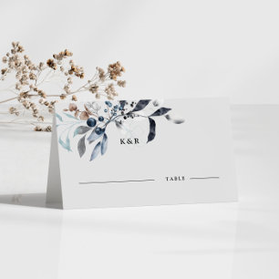 Frosty Winter Floral Wedding Place Card