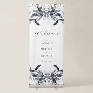 Frosty Winter Floral Wedding Retractable Banner