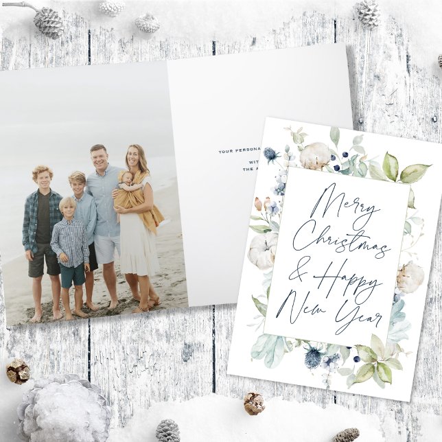 Frosty Winter Foliage Folded Photo Christmas  Holiday Card (Creator Uploaded)