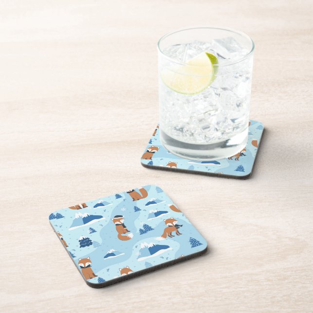 Frosty Winter Foxes Coaster (Right Side)