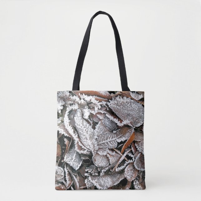 FROSTY WINTER LEAVES TOTE BAG (Front)