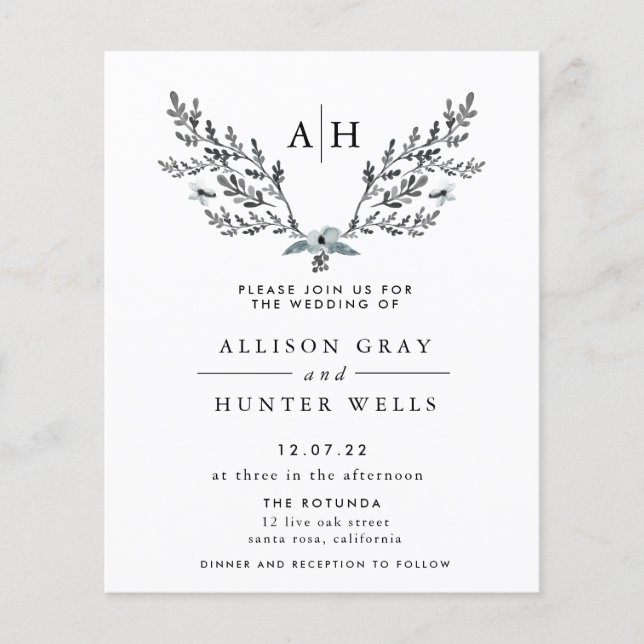 Frosty Winter Wedding Invitation | Budget Flyer (Front)