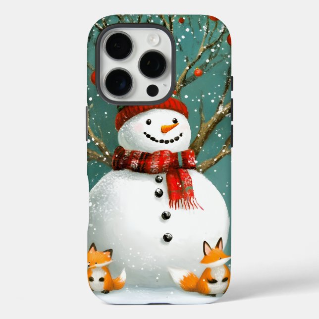 Frosty Winter Whimsical Snowman Fox Wonderland Case-Mate iPhone Case (Back)