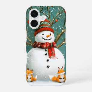 Frosty Winter Whimsical Snowman Fox Wonderland iPhone 16 Case