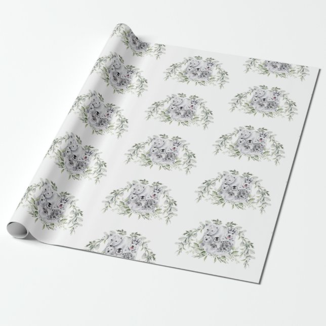 Frosty Winter Wonderland Artic Animals Baby Shower Wrapping Paper (Unrolled)