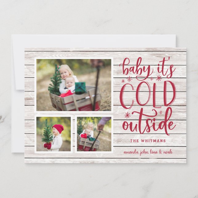 Frosty Wishes | Holiday Photo Collage Card (Front)