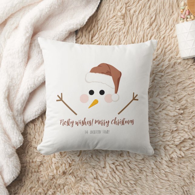 Frosty wishes! Merry Christmas Throw Pillow (Blanket)