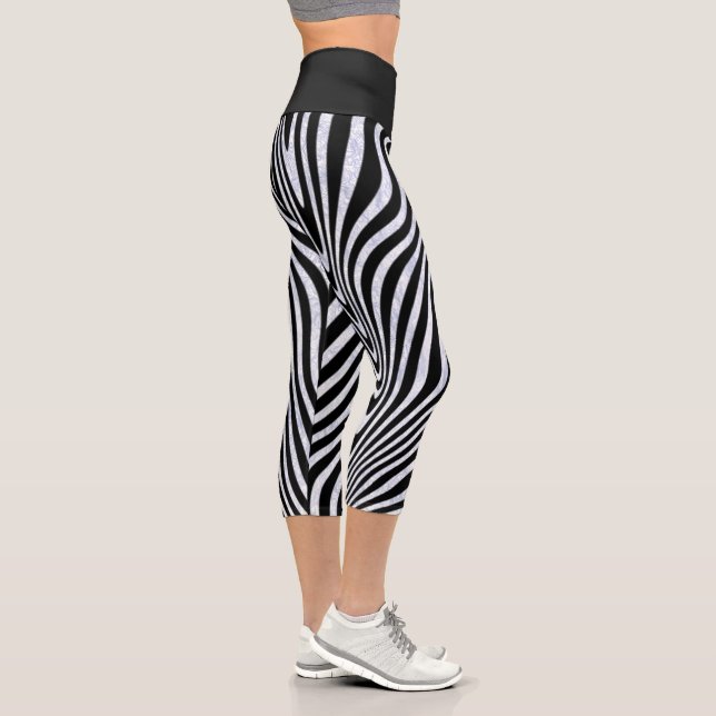 Frosty Zebra Stripes Capri Leggings (Right)
